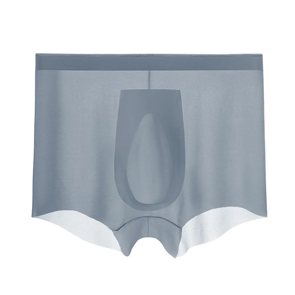 1pc Men's Seamless Ultra-thin Trunks Ice Silk Quick Dry Boxer Shorts 5D Bulge Pouch Underwear Breathable Tight-fitting Briefs