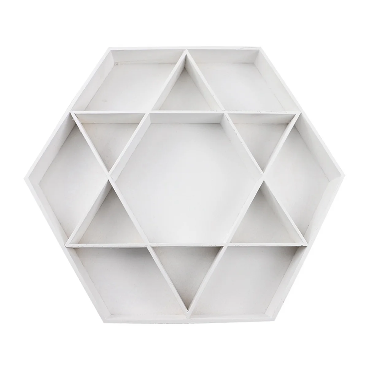 Wooden Holiday Hexagonal Star Tray for Friends, Fruit Plate Storage Box, Decorative Ornaments and Crafts White