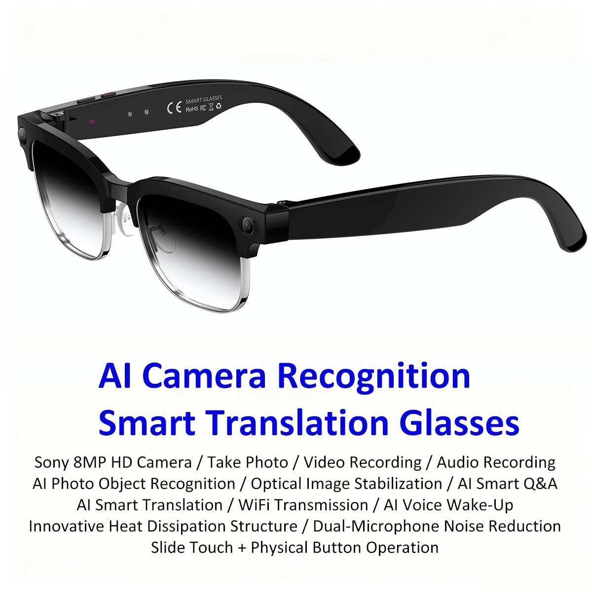 

2026 New Upgrade Smart Glasses With Camera Video Recording AI Photo Recognition W630 Bluetooth Call Translation Voice Sunglasses