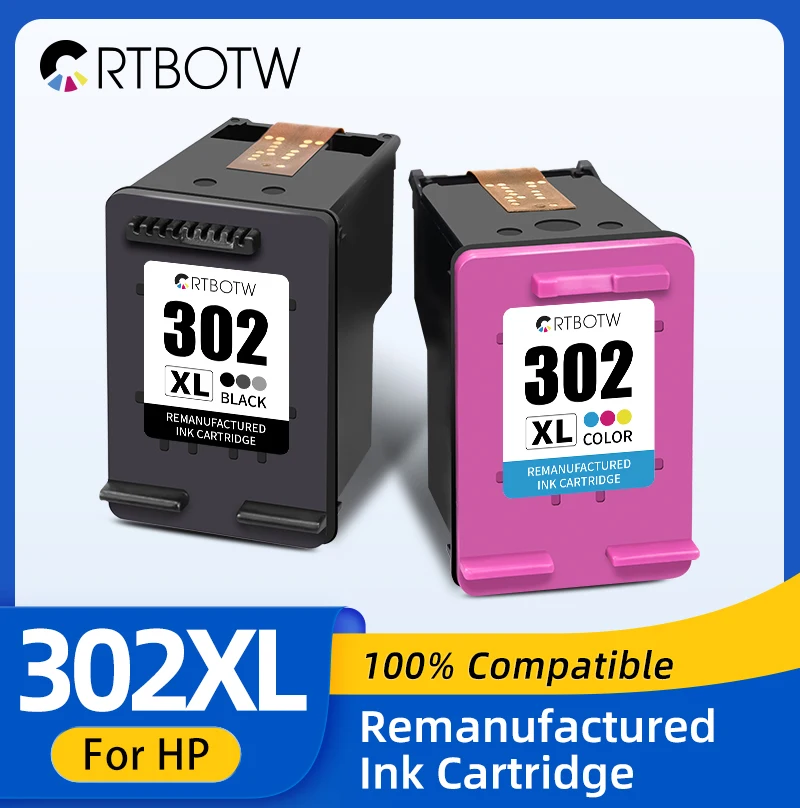 CRTBOTW Ink Cartridge 302 Replacement For HP302 HP 302XL Deskjet 2130 3630 1110 1111 ENVY 4520 Officejet XL4650 Printer