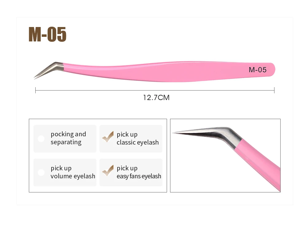 NATUHANA Dunkelrosa Wimpernverlängerungs-Pinzette Hochpräzise Antistatische Volumen-Isolations-Wimpernpinzette – Detail 14