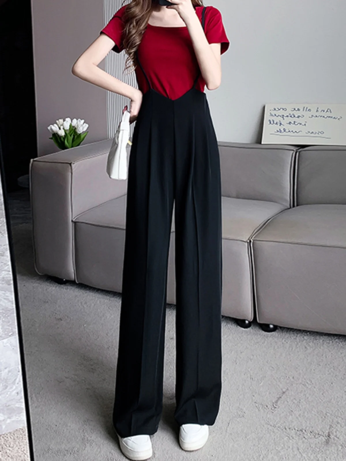 

High Waist Wide Leg Pants Casual Suit Straight Leg Thin Women's Summer Fashion Versatile Online Exclusive High Waist Trousers
