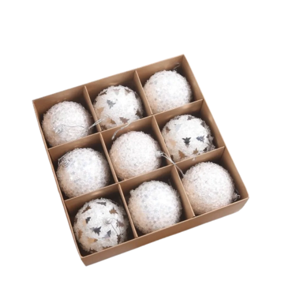 

9pcs 8cm Glitter Christmas Balls Pendant Foam Sparkling Christmas Hanging Balls Set Shatterproof Elegant Xmas Tree Ornaments