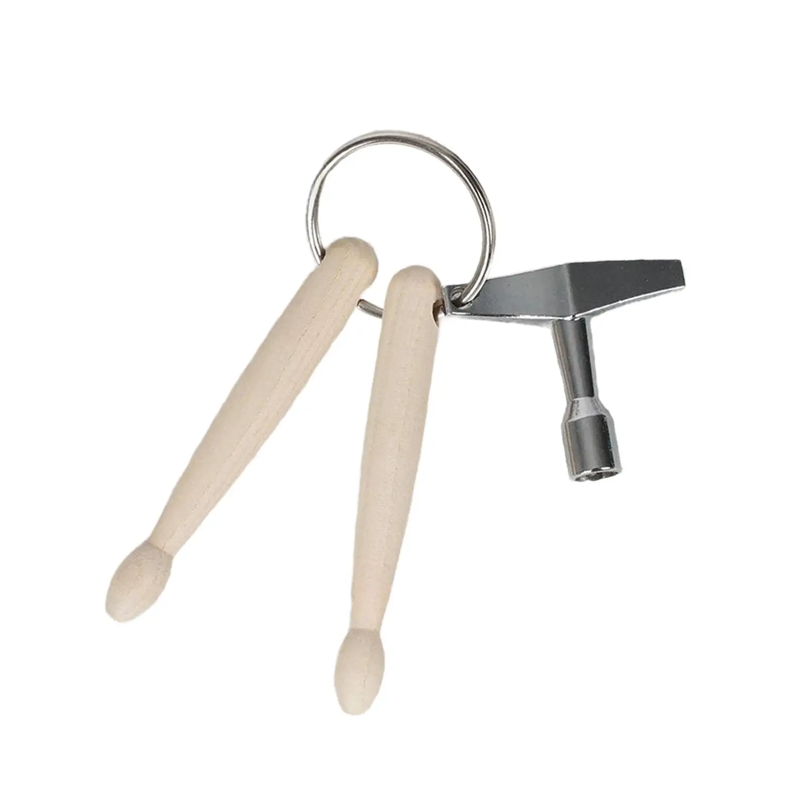 Portable Drum Tuning Key Wooden Drumstick Keychain for Drummers Percussion Maintenance Tool Practice Pad Accessory