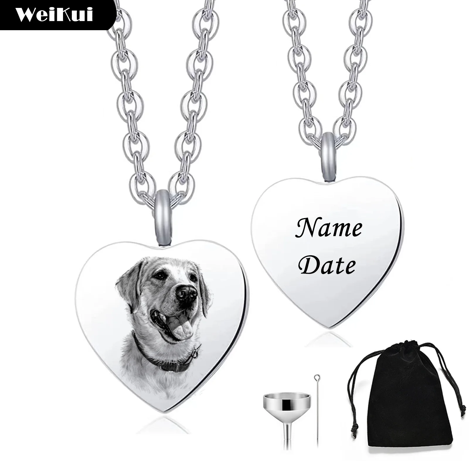 Pet Personality Custom Remembrance Jewelry Heart Cremation Jewelry for Animals Ashes Keepsake Memorial Necklace