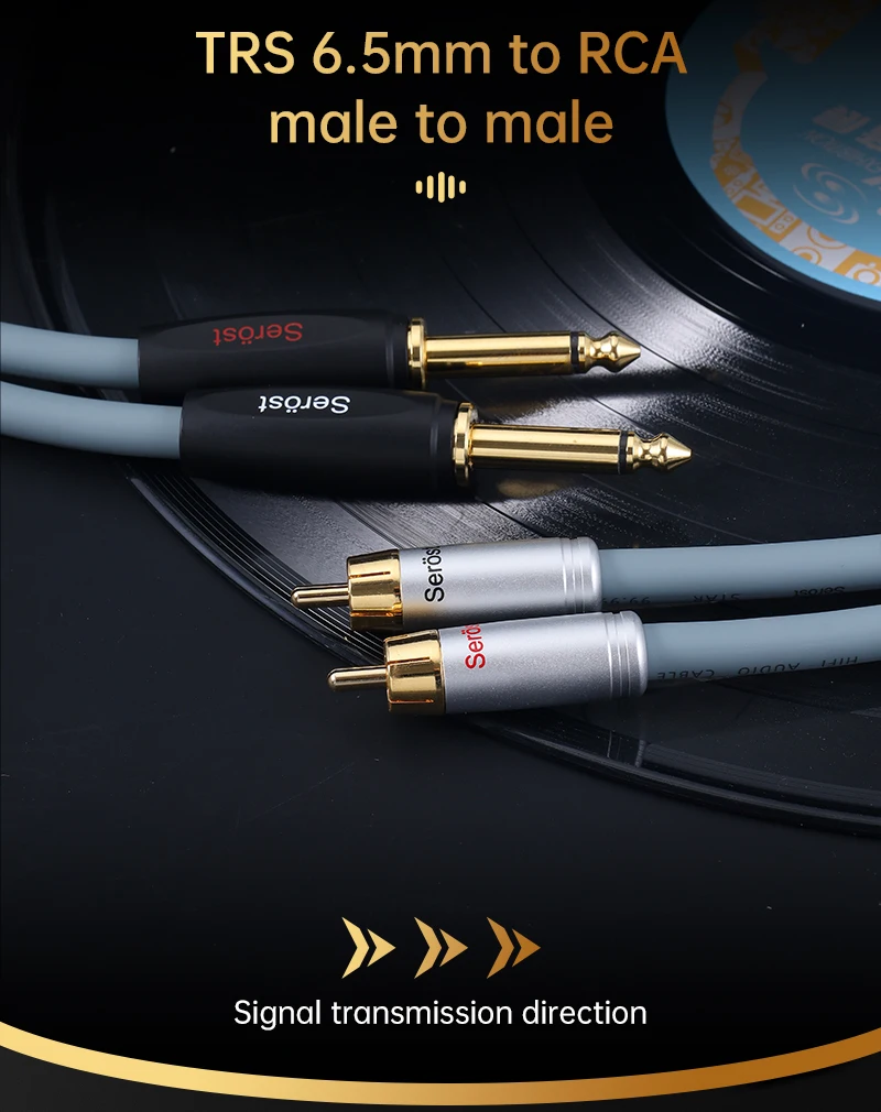Serost HiFi Sauerstofffreies Kupfer OFC Audiokabel 6,5mm TRS auf RCA-Stecker Männlich zu Männlich für Lautsprecher Verstärker Mixer E-Gitarre – Detail 2
