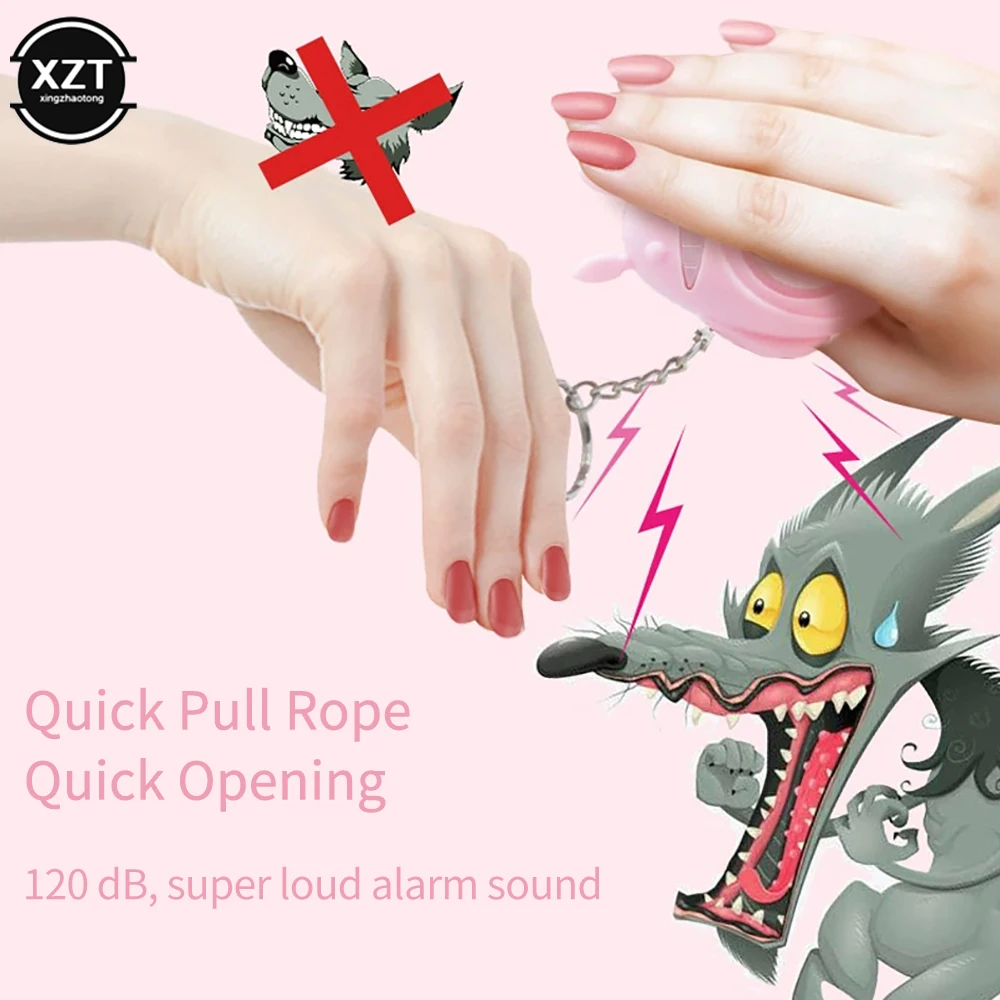 Alarme de autodefesa para mulheres e meninas, 120dB, Anti-Wolf, Security Protect Alert, Segurança pessoal, Scream Loud Emergency Alarm, Chaveiros