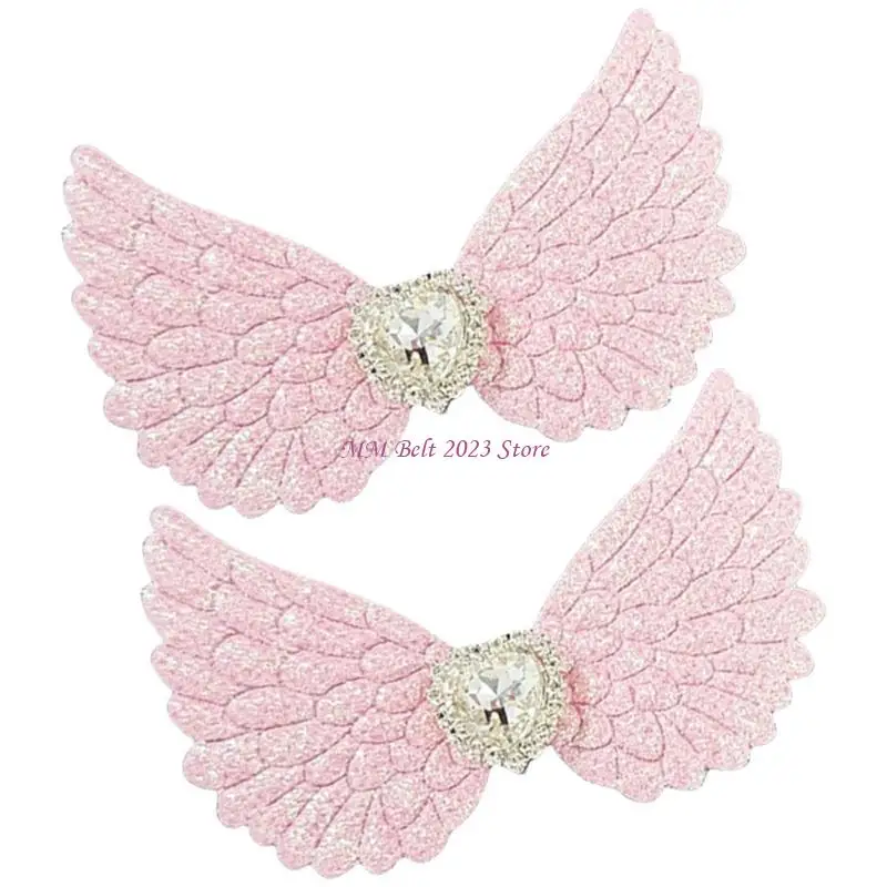 49ME Girl Flat Clip Hairpin Wing Gothic Heart Glitter Balletcore for Women Girl