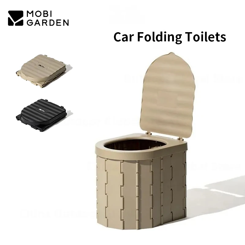 

MOBI GARDEN Outdoor Folding D-type Mobile Toilet Car Camping Travel Emergency Toilet ABS Trash Can Portable Trip Commode Potty