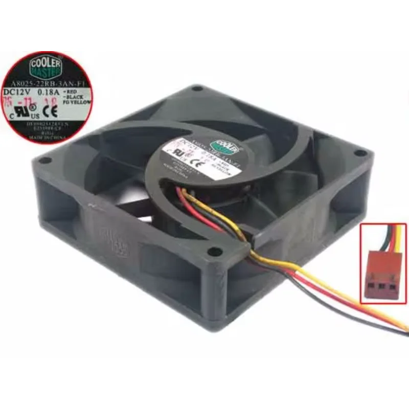 Cooling Master A8025-22RB-3AN-F1 DC 12V 0.18A 80x80x25mm 3-Wire Server Cooling Fan