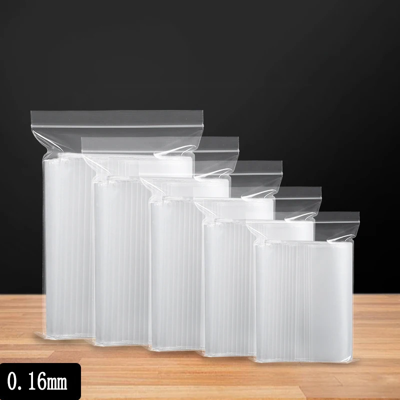 0.16mm Thick Zip Lock Bag Plastic Ziplock Transparent Pouch Poly Zipper Bag Hard Durable Resealable Self Sealing Storage Bag