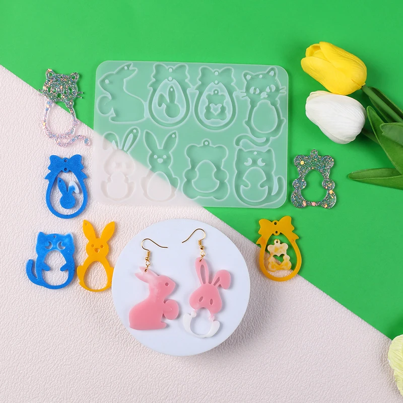 القرط قالب من السيليكون أرنب عيد الفصح البيض القلب الفطر زهرية أدوات القلعة DIY بها بنفسك قلادة المفاتيح القرط صنع المجوهرات #4