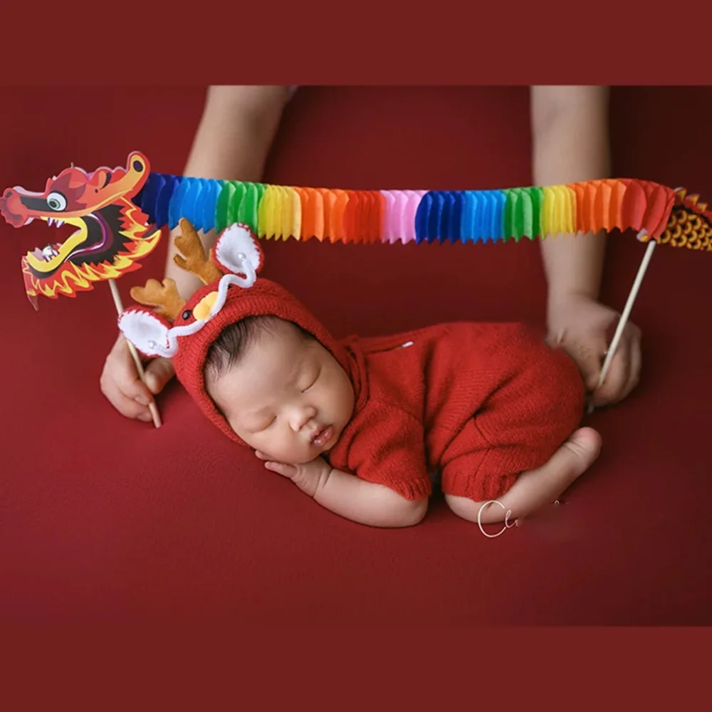 Clothes for Newborn Babies 1 Months Baby Girl Photography Outfits Soft Knit Jumpsuits Crochet Dragon Hat With Horns Baby Costume