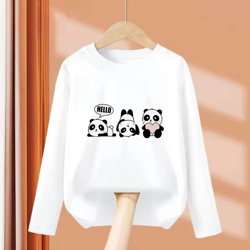 Long Sleeve Panda Funny T Shirts Animal Kids Children's T-shirt Boys Girls Summer Spring Casual Top Tee Shirt