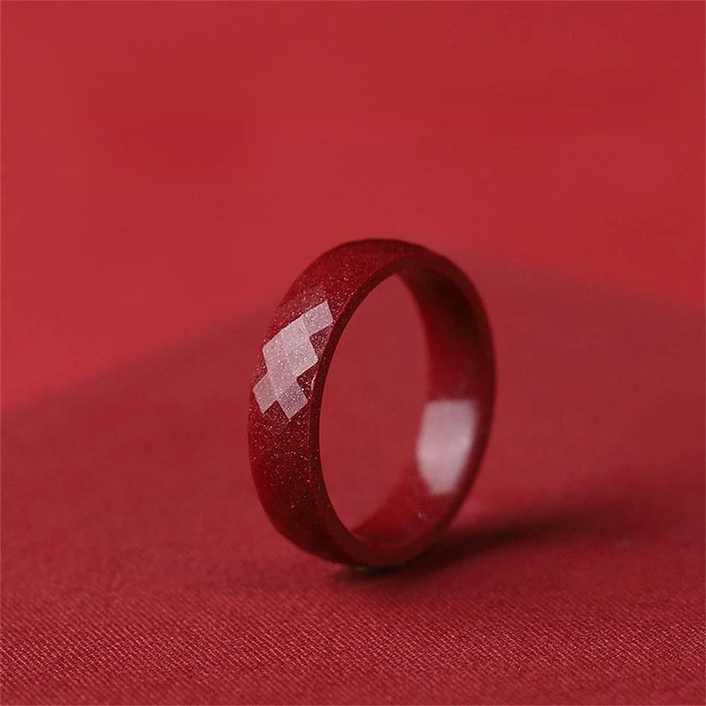 Natural Mineral Cinnabar Ring Gift Girlfriend Couple Love Luxury Fashion Eternity Jewelry Promise Engagement Amulets Mascots