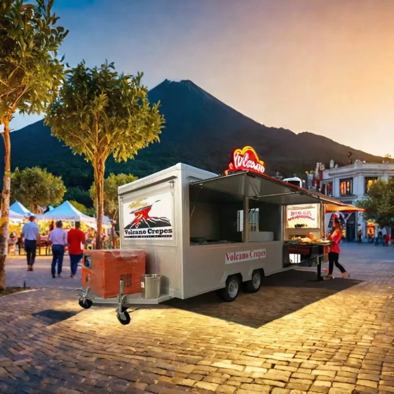 Popular Outdoor Fast Food Crepe Truck with Mobile Kitchen Cooking Equipment