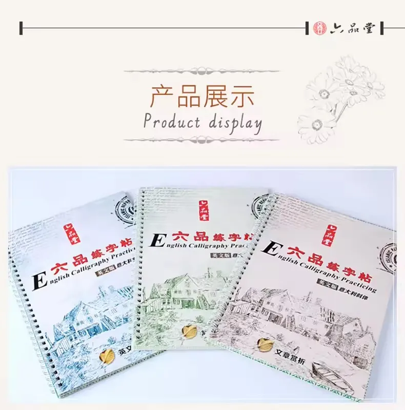 3 books/set English Copybook + Pens Handwriting Groove training copy English Alphabet words letters auto fades can be reused