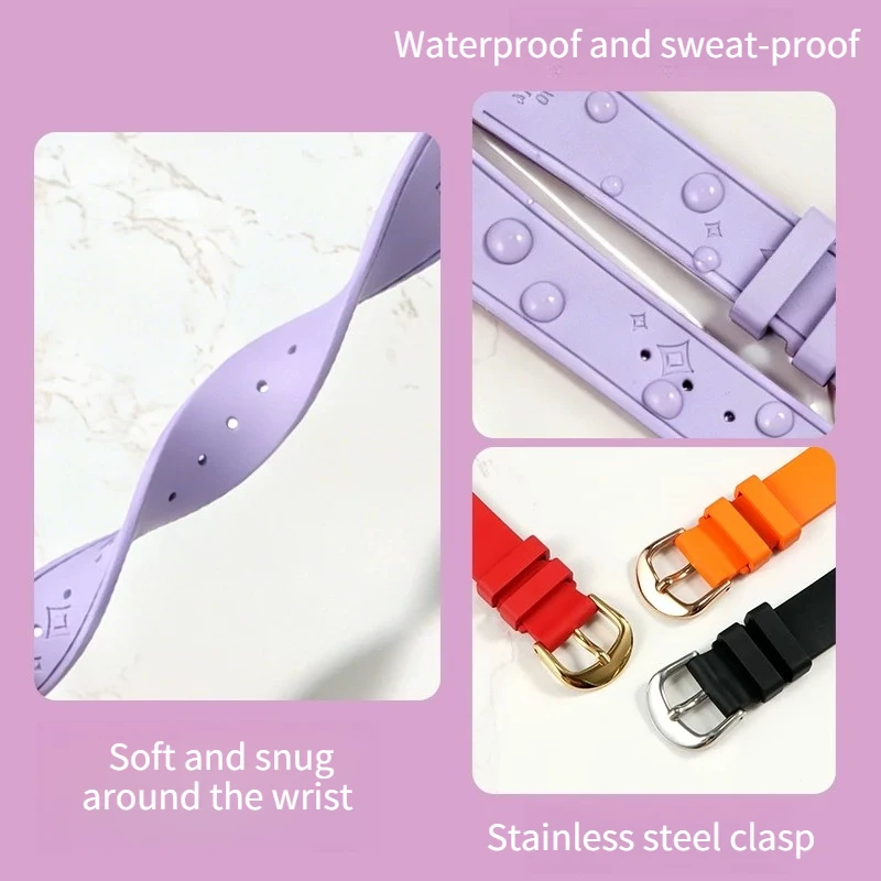 Colorful fluorine rubber watch strap ins women for original FIYTA Flower Language LA805006 802008 805002 DLA802007 FKM watchband