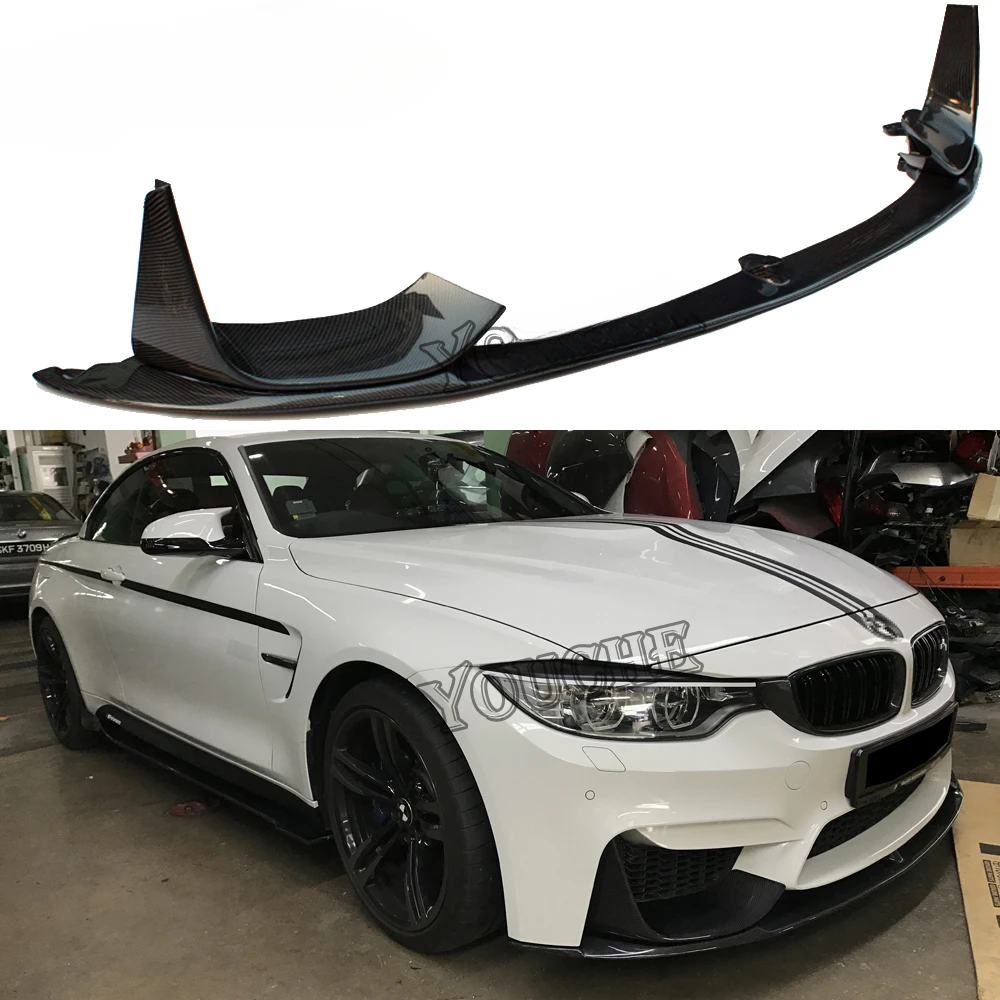 M4 F82 M Performance P style carbon fiber front bumper lip with corner splitters for BMW M3 F80 M4 F82 F83 2014+