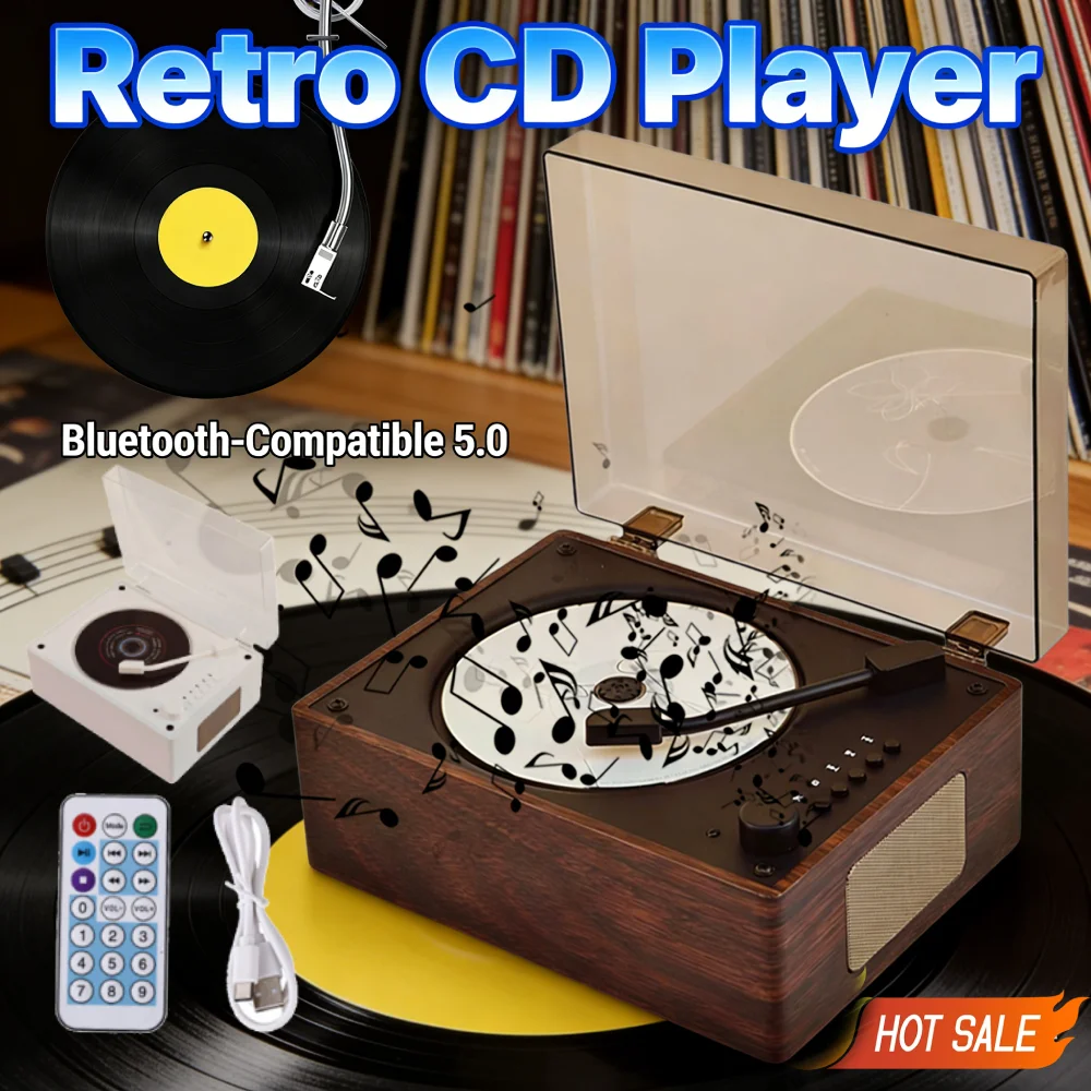 

Домашний музыкальный плеер с функцией зарядки, поддержкой CD, Bluetooth, USB, 3.5 мм AUX, беспроводной динамик с Bluetooth 5.0, декор для дома