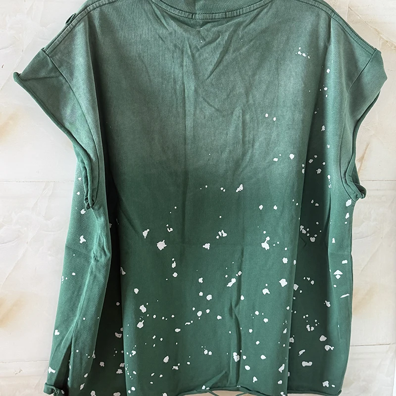 High Street Men Women SATOSHI T-Shirt Tank Top Splatter Letter Print Destroyed Oversized Washed Sleeveless Tops Vest Real Photo