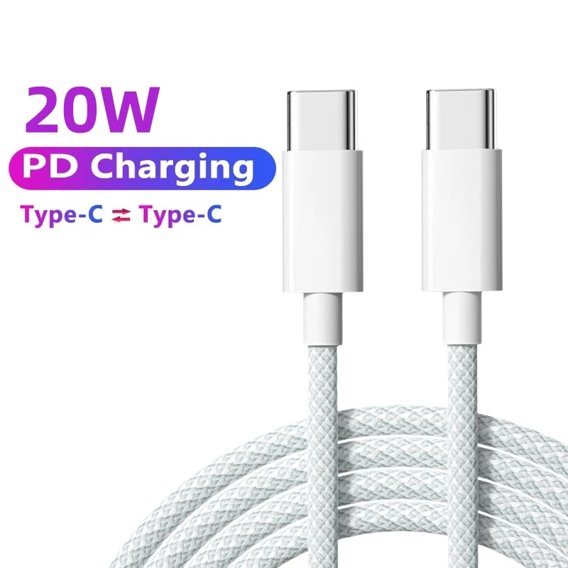 USLION PD 20W USB C에서 C 타입 고속 충전 케이블, 아이폰 15 프로 맥스 아이패드 충전 와이어 코드, 삼성용 C 타입 고속 충전기