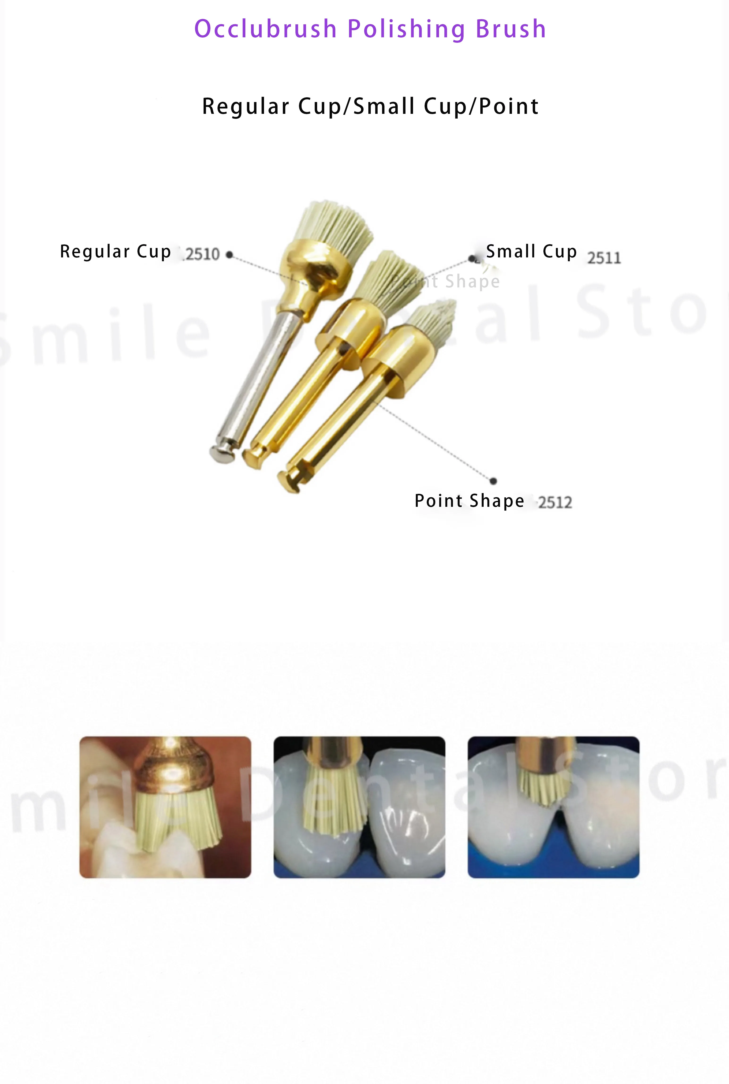Dental Occlusal Polishing Brush Small/Regular Cup & Point Types Composite Restoration Finishing Tools for Clinic 10 Pcs/Box