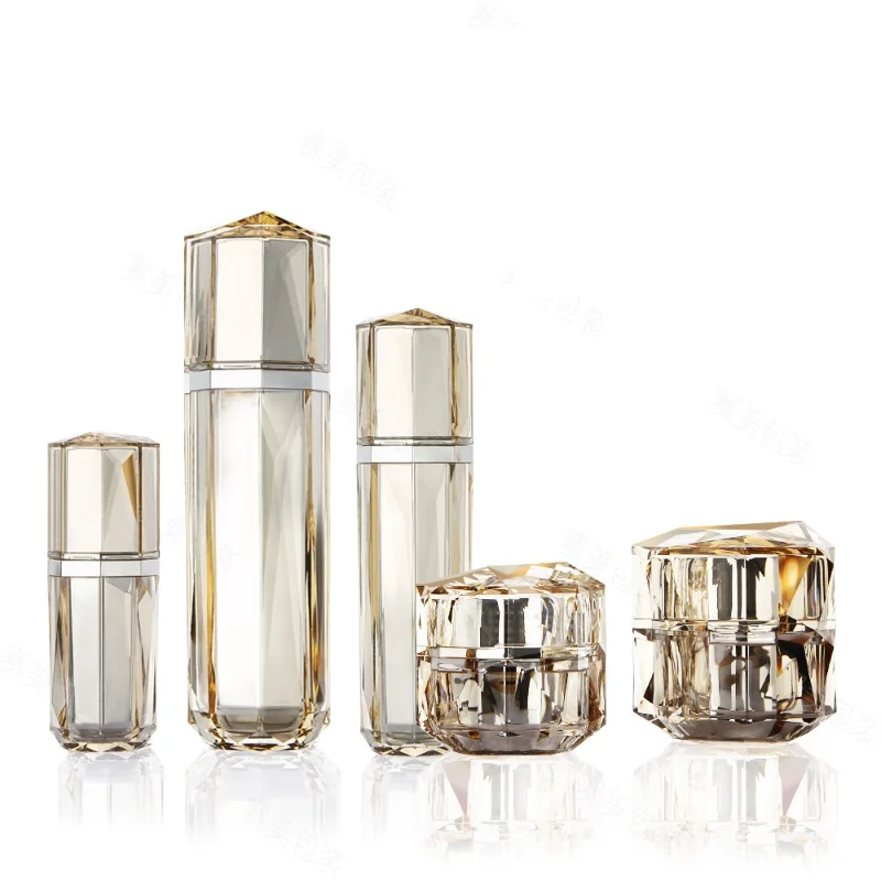 Bottiglie riutilizzabili vuote 30/50/100ml Vaso airless acrilico bianco perla Bottiglia cosmetica irregolare Bottiglia per lozione per crema Bottiglia con pompa