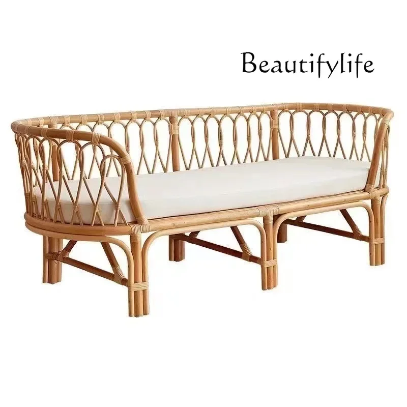 X40 Rattan Sofa Rattan Art Nordic Japanese Leisure Balcony Chair Bedroom Simple Homestay Real Vine Coffee Table Sofa