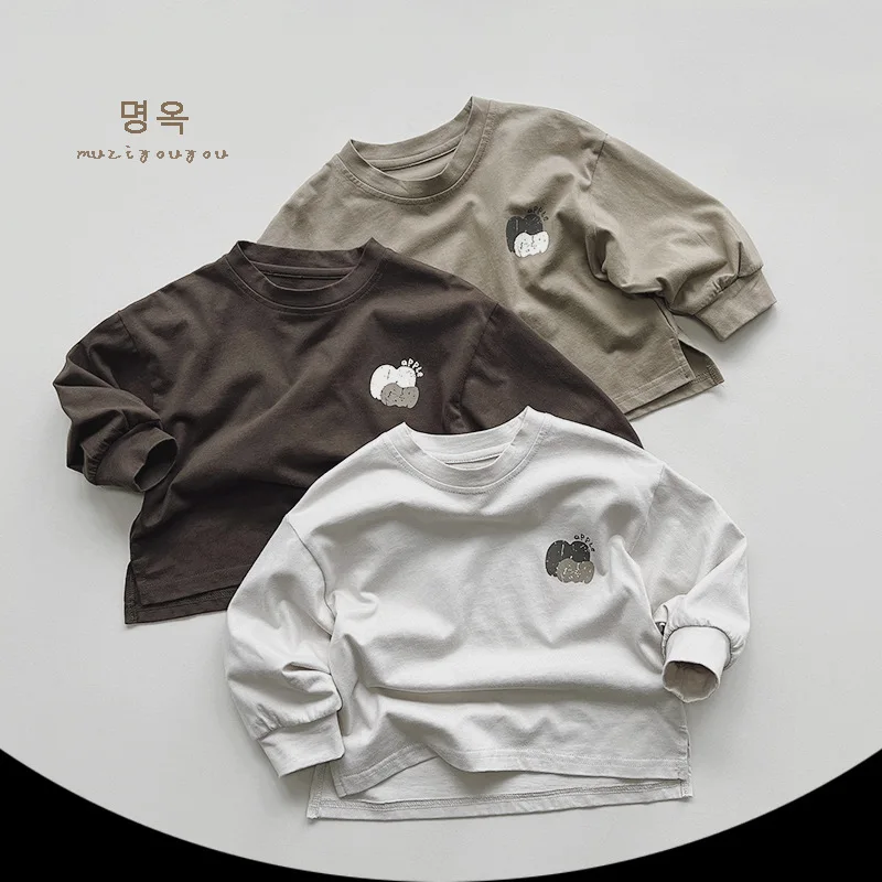 

2024 Spring New Arrival Korean Style Unisex T-shirts for Kids, Sporty and Casual Wear for Boys and Girls