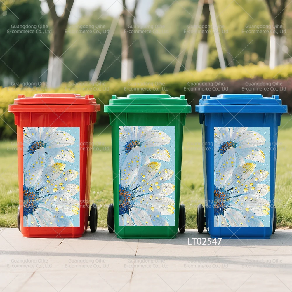 

DIY Trash Bin Stickers Self-Adhesive PVC Decorative Film 3D Wall Cling Decals Multi-Designs No Residue wheelie bin stickers
