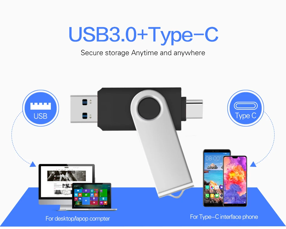 2 in 1 New USB 3.0 TYPE C USB Flash Drive OTG Pen Drive 512GB 256GB 128GB 64GB 32GB 16GB Memoria USB Stick usb disk Photography