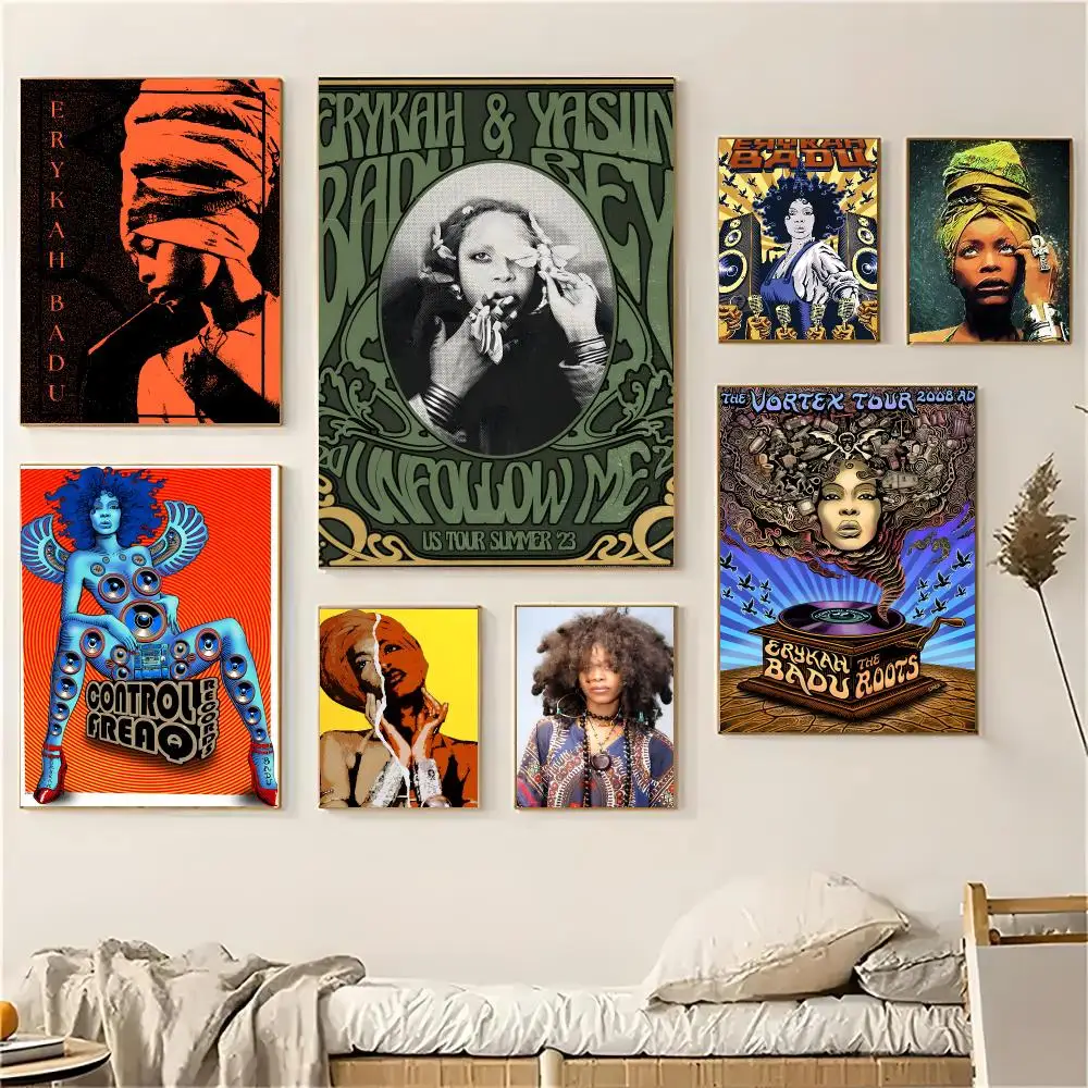 Erykah Badu Singer Neo Soul Poster Self-adhesive Advanced Aesthetic Printing Paper Wall Art for Living Room Home Decor