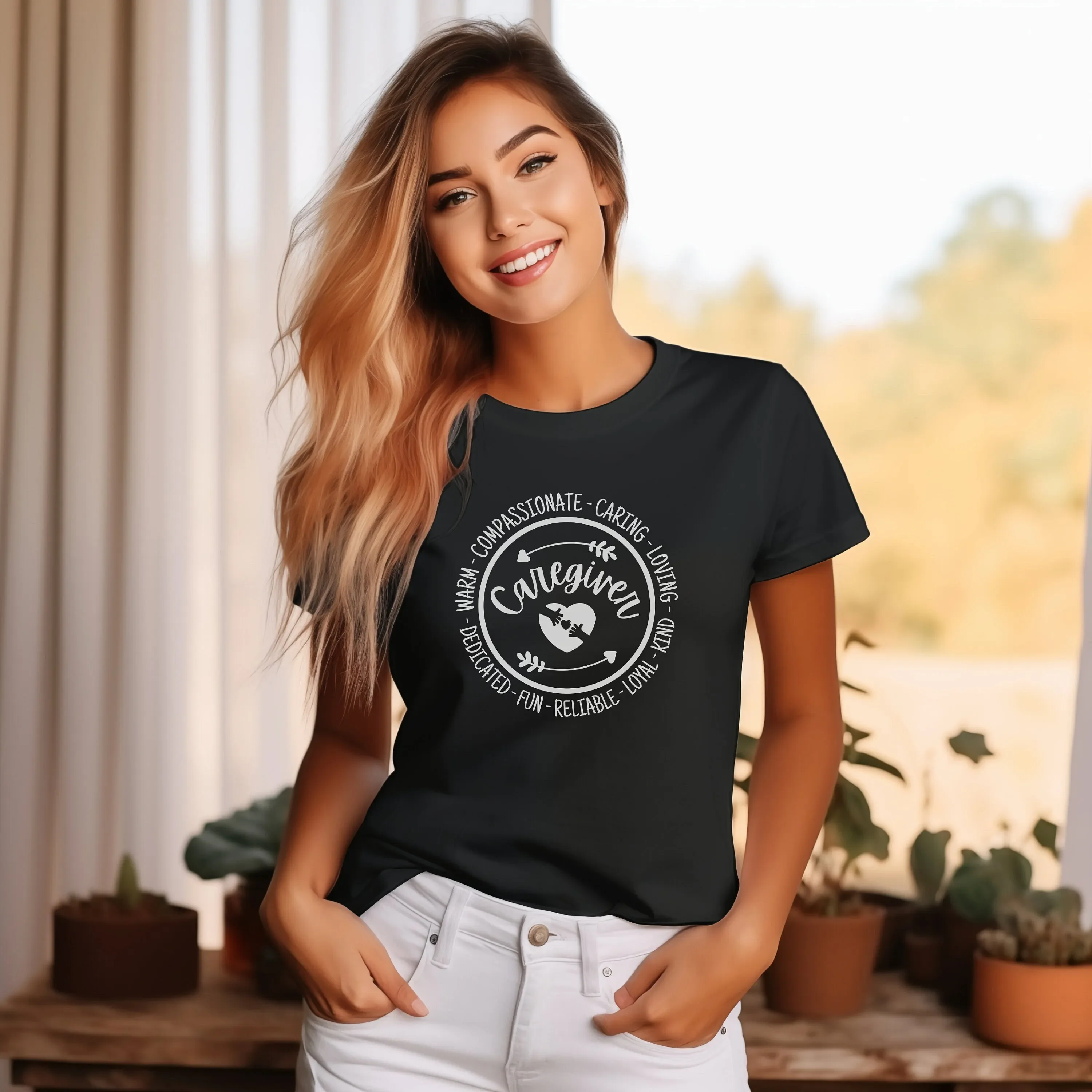T-shirt pour soignant, compréhensif, attentionnel, amoureux, fiable et chaleureux