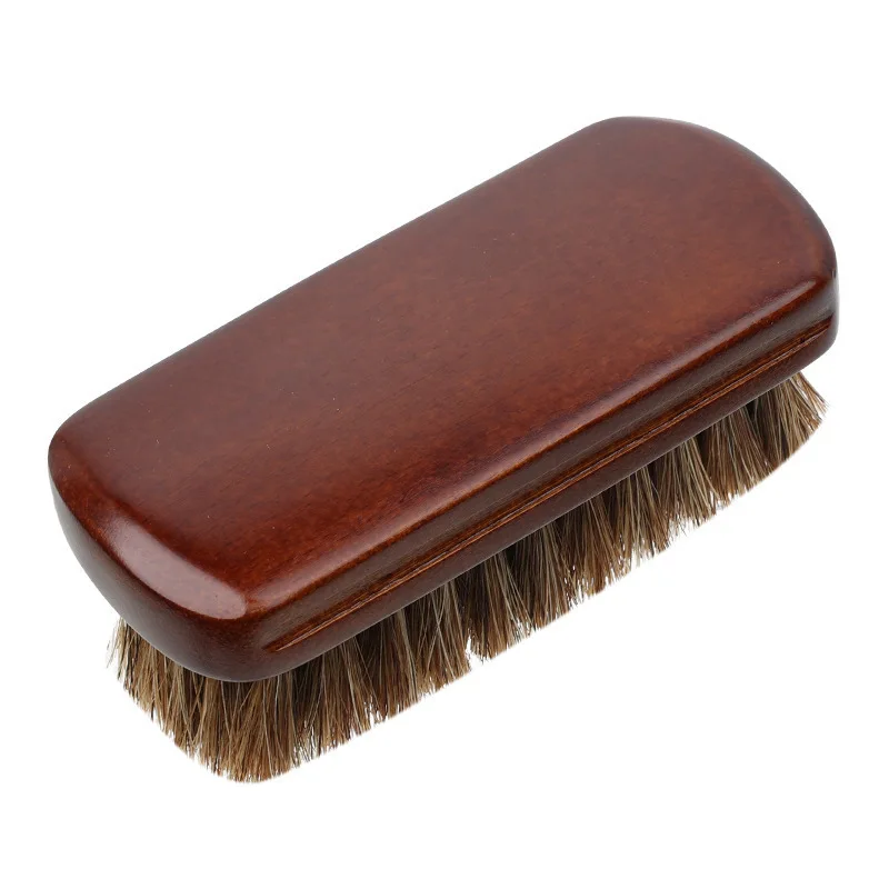 Durable Horse Hair Brush For Leather Shoes Wooden Handle Shoe Care Polish Applicator Maintenance Tool Boots Cleaning