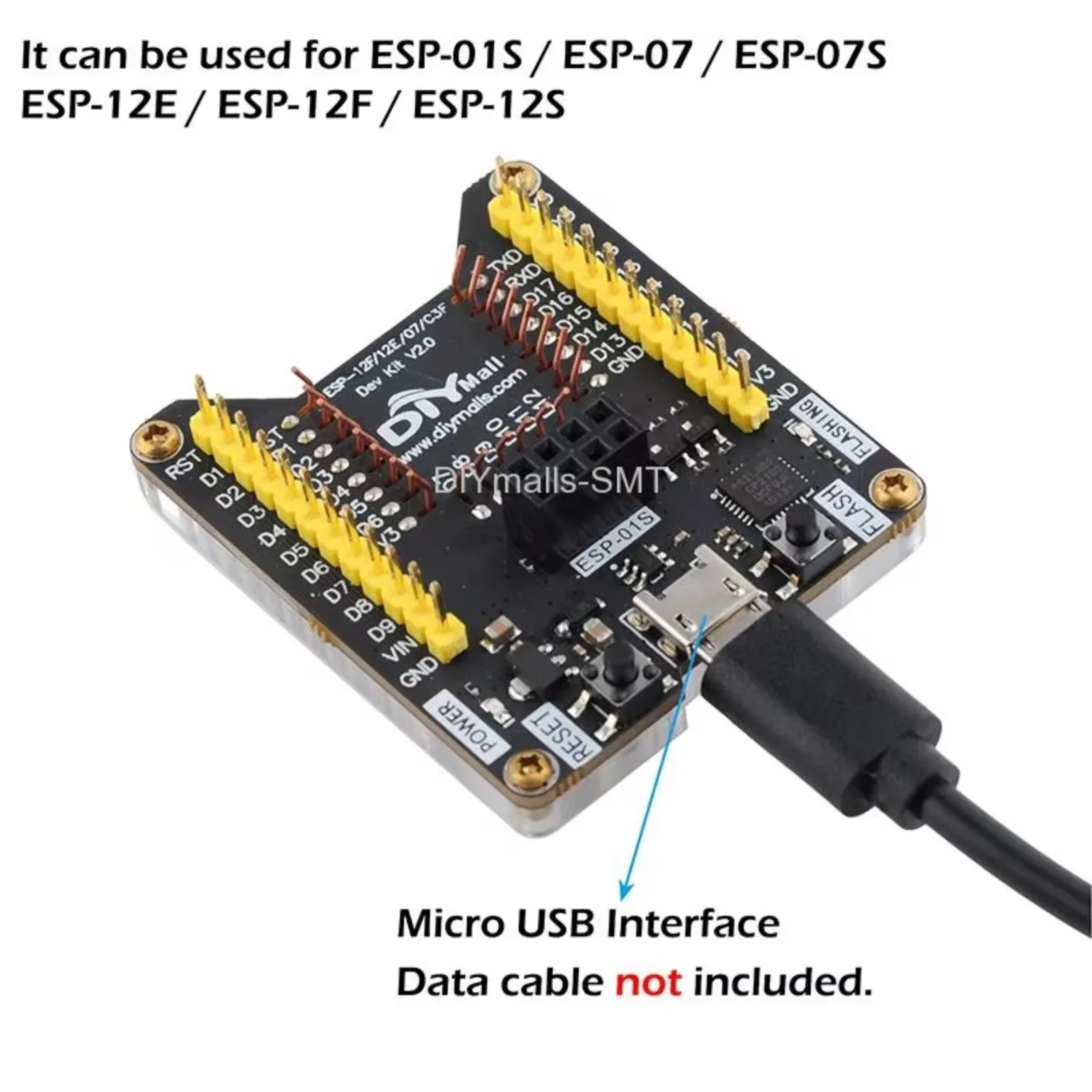 DIYmalls ESP8266 Burning Fixture Board with CP2102 Chip for ESP-01S/07/12 Series