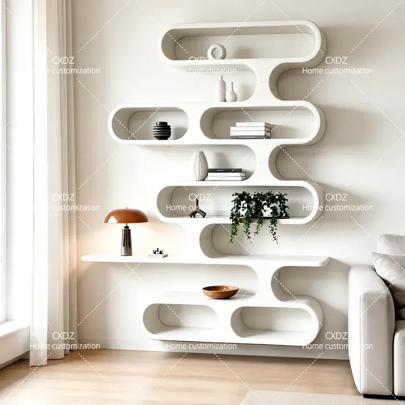 Modern Simple Wall Mounted Bookshelf Living Room Storage Rack Floor to Ceiling Bookcase Decorative Cabinet