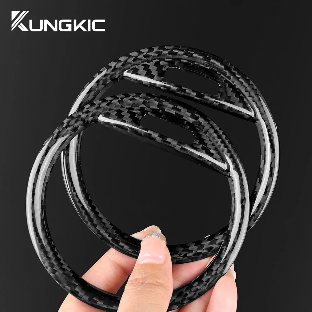 

Для Abarth 595 695 2016 2017 2018 2019 2020 2021 2022 2023 2024 Fiat 500 Твердое сухое углеродное волокно Трехцветная наклейка на автомобильное воздуховыпускное отверстие