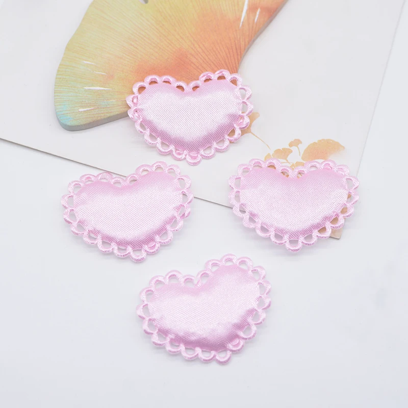 50Pcs 3.6*3cm Padded Heart Cloth Sewing Supplies Patches for DIY Clothes Headwear Hat Wedding Decor Accessories Applique