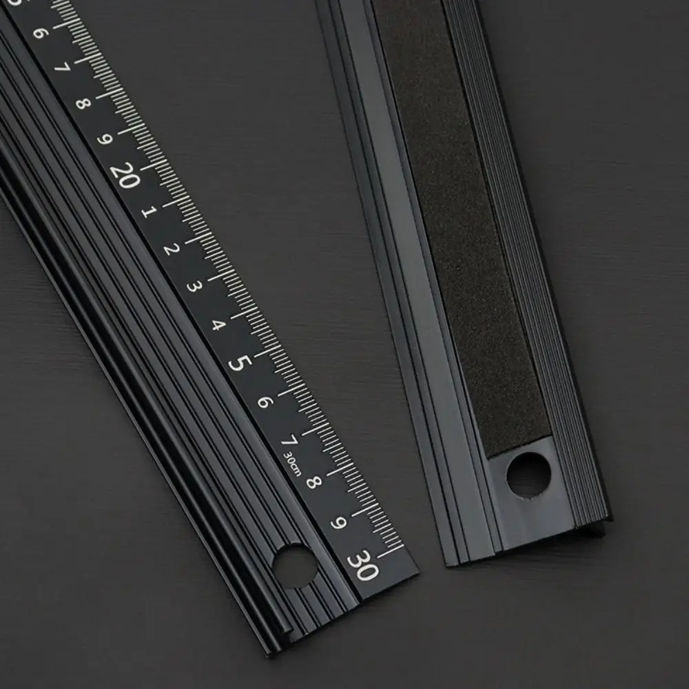 High Precision Aluminium Alloy Ruler Non-Slip Grip Ink Penetration Protection Straight Ruler 20/30/45cm Cut-Resistant