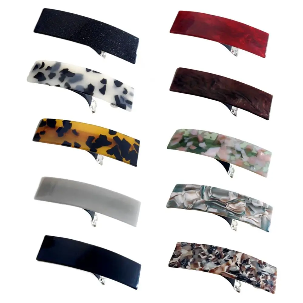 Acetate Acrylic French Hair Barrettes Curved Rectangle Styling Automatic Tortoise Shell Hair Clips Hair Accessories