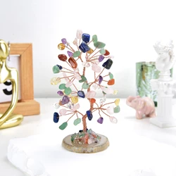 Árbol de cristal de la suerte, Base de piedra aleatoria, árbol de dinero de cristal Natural para energía positiva, decoración del hogar y la Oficina