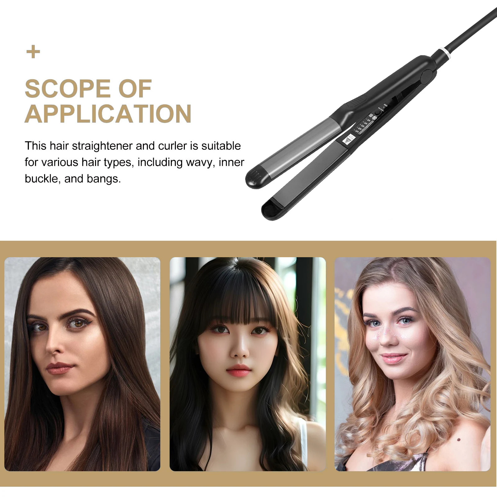 

Hair Straightener Curler Steam Iron for Salon Home Rapid Heat Durable Material 360 Rotation Hair Care Styling Tool