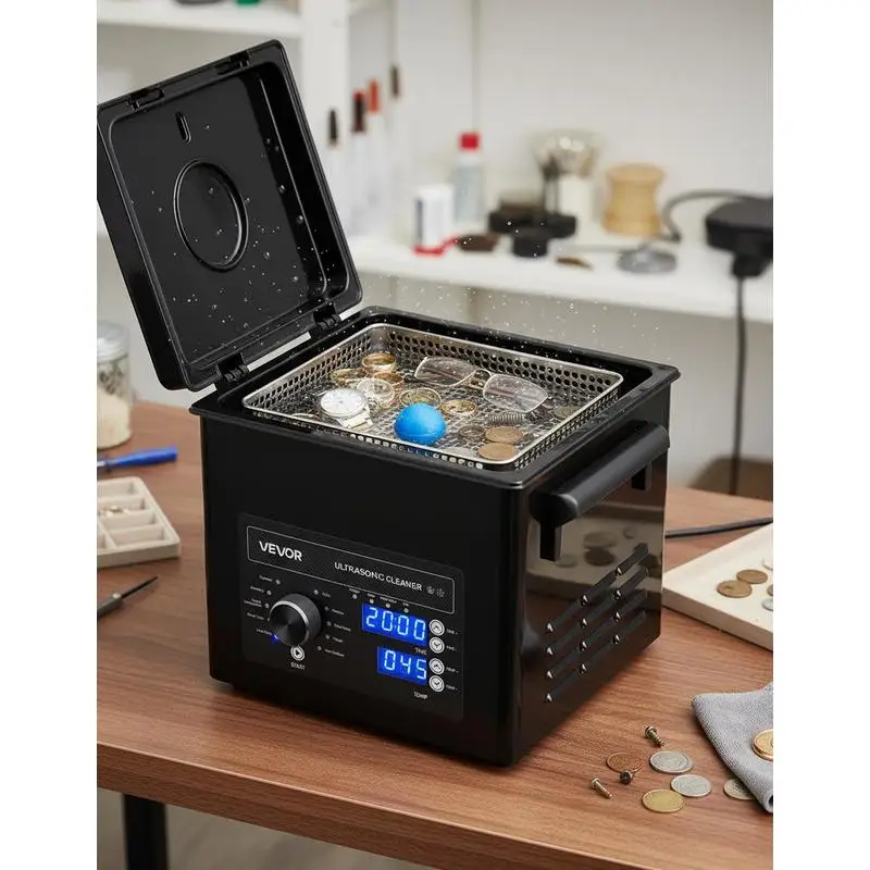 Ultraschallreiniger, 3L Fassungsvermögen, Drehknopfsteuerung, Ausgestattet mit Korb & Reinigungsball, für Schmuck, Uhren, Rasierer, Münzen, Lokaler Versand