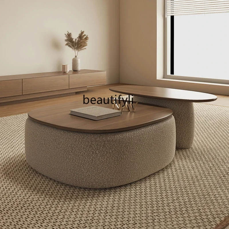 Simple and Modern Coffee Table Walnut Color Small Apartment Living Room Home Size Coffee Table Combination New