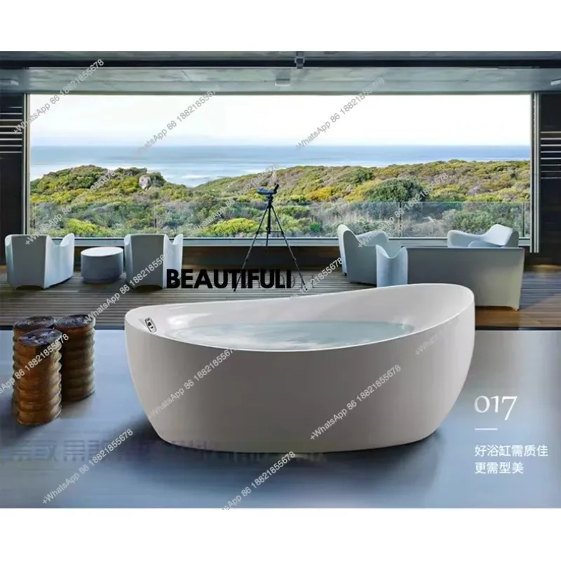 

RR acrylic household independent seamless oval mobile deep bath tub