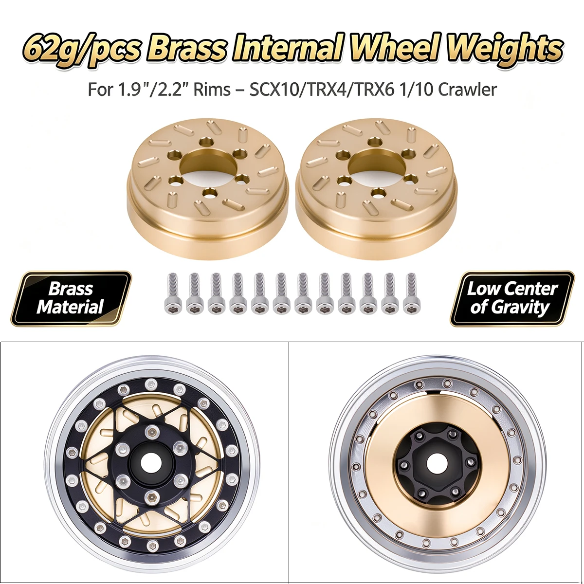 62g/pcs Brass Internal Wheel Weights for 1.9