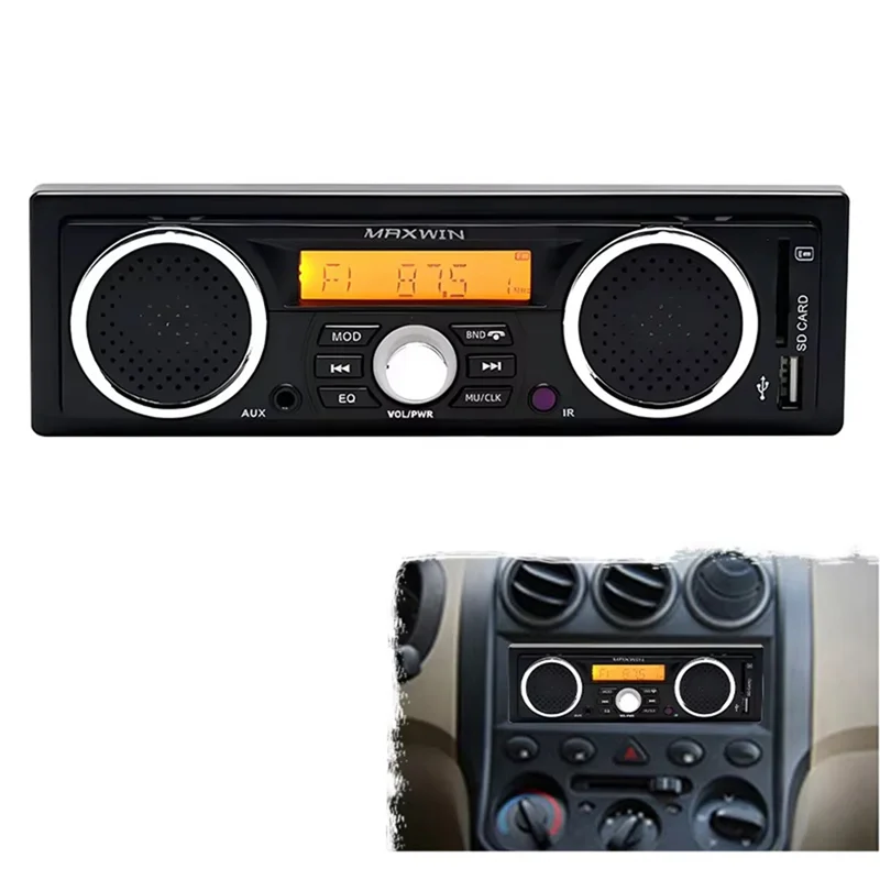 راديو سيارة AB56-1 Din MP3 بلوتوث بدون استخدام اليدين ستيريو سيارة مدمج مع مكبرات صوت تدعم FM USB AUX