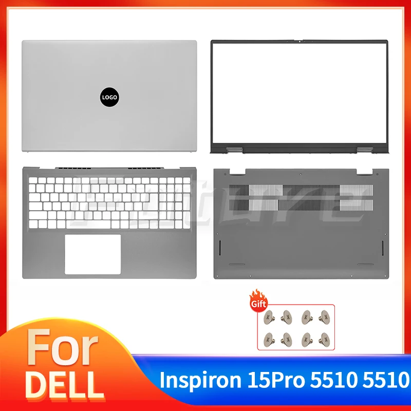 

New Case For Dell Inspiron 15 Pro 5510 5515 P106F LCD Back Cover Front Bezel Palmrest Bottom Case Silver 15.6Inch