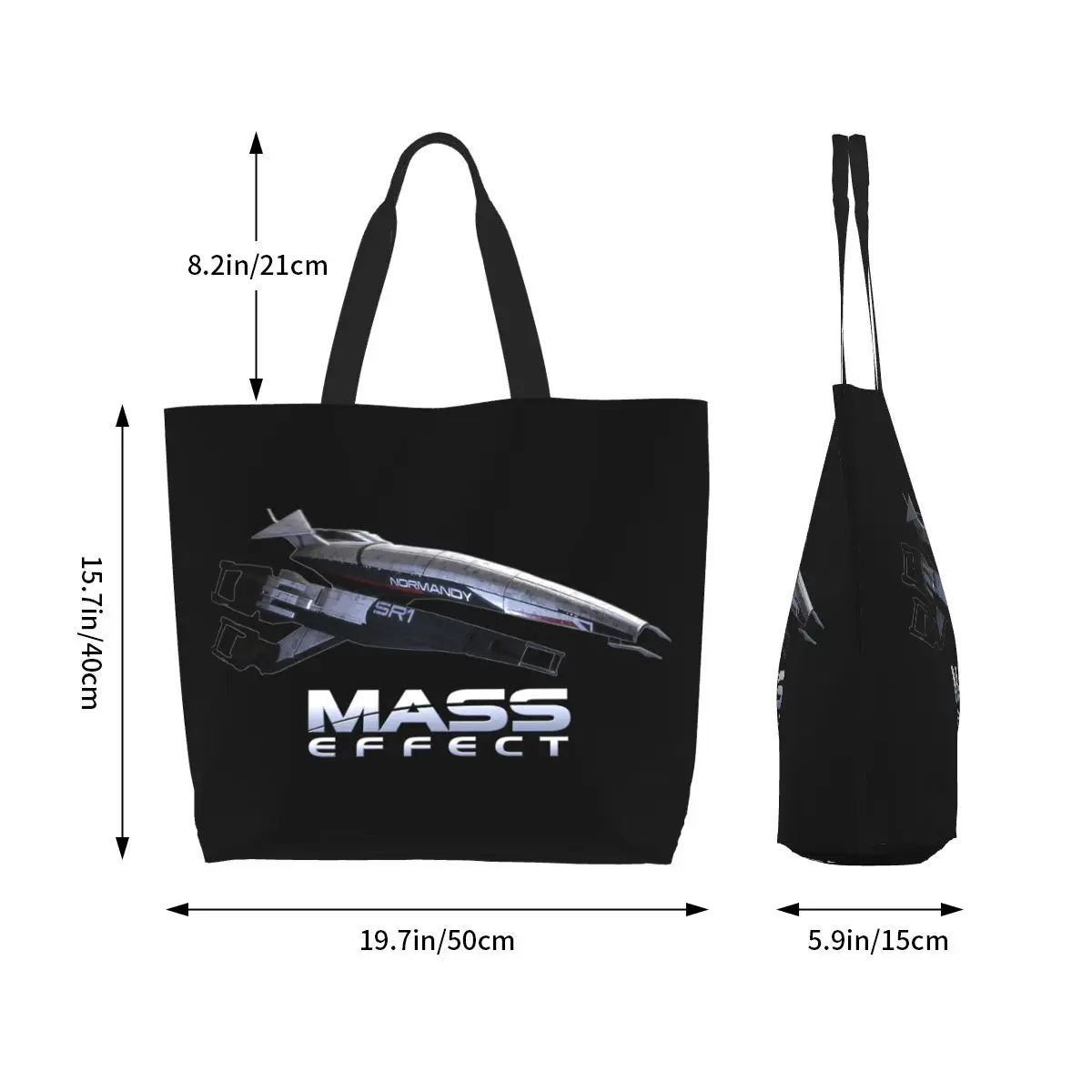 Mass Effect Normandy SR1 Shopping Tote Bag Canvas Large Capacity Shoulder Bags Shopper Grocery Handbag for Women